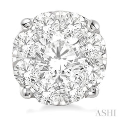 2 1/10 ctw Lovebright Round Cut Diamond Stud Earrings in 14K White Gold