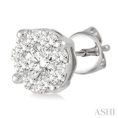 1 ctw Round Cut Lovebright Diamond Stud Earrings in 14K White Gold