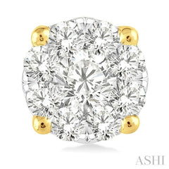 1 ctw Lovebright Round Cut Diamond Stud Earrings in 14K Yellow and White Gold