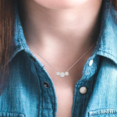 1 ctw 3-Stone Lovebright Round Cut Diamond Necklace in 14K White Gold