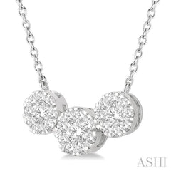 1/2 ctw 3-Stone Lovebright Round Cut Diamond Necklace in 14K White Gold