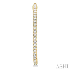 3 ctw Inside-Out Round Cut Diamond 1 1/2 Inch Hoop Earrings in 14K Yellow Gold