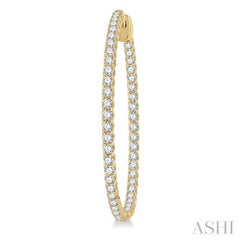 3 ctw Inside-Out Round Cut Diamond 1 1/2 Inch Hoop Earrings in 14K Yellow Gold