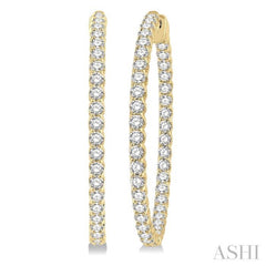 5 ctw Inside-Out Round Cut Diamond 1 1/2 Inch Hoop Earrings in 14K Yellow Gold