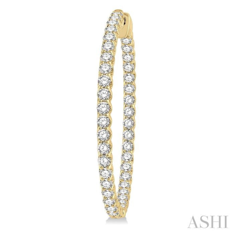 5 ctw Inside-Out Round Cut Diamond 1 1/2 Inch Hoop Earrings in 14K Yellow Gold