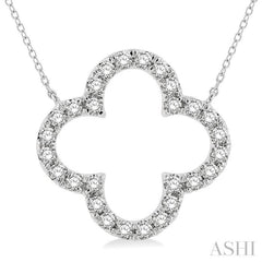 3/4 ctw Clover Round Cut Diamond Pendant in 14K White Gold