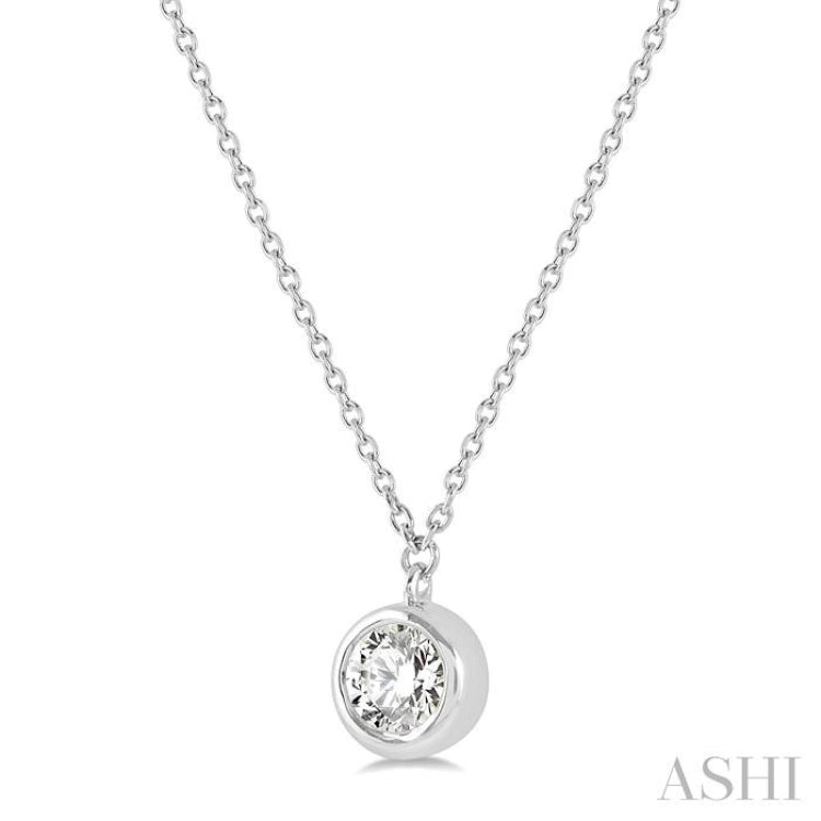 1/10 ctw Round Cut Diamond Pendant With Chain in 14K White Gold
