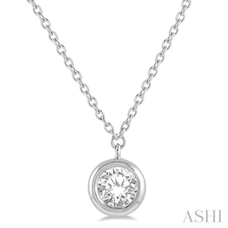 3/8 ctw Round Cut Diamond Pendant With Chain in 14K White Gold