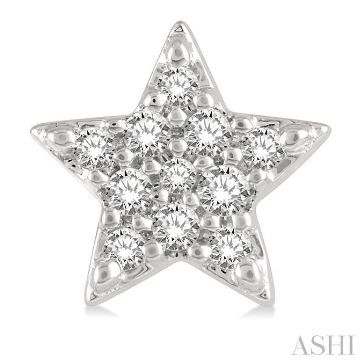 1/10 ctw Star Round Cut Diamond Petite Fashion Earring in 10K White Gold