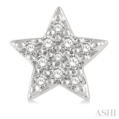 1/10 ctw Star Round Cut Diamond Petite Fashion Earring in 10K White Gold