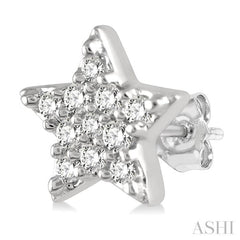1/10 ctw Star Round Cut Diamond Petite Fashion Earring in 10K White Gold
