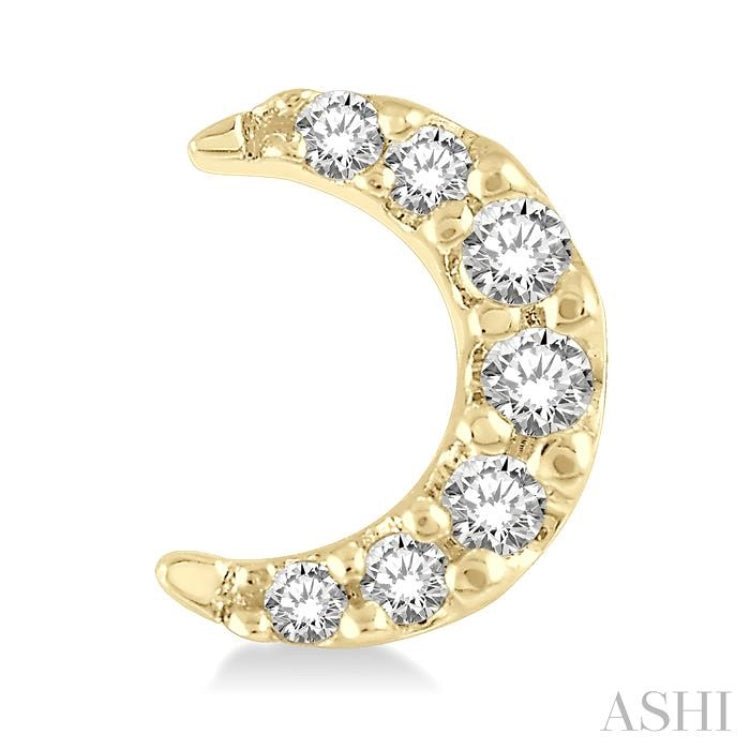 1/10 ctw Star & Crescent Mix Round Cut Diamond Petite Fashion Earring in 10K Yellow Gold