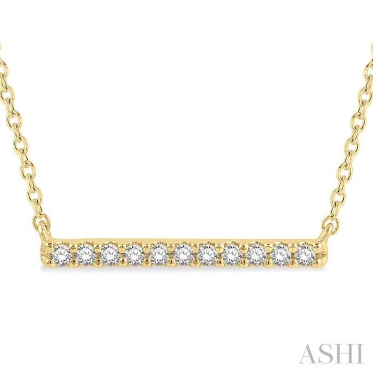 1/8 ctw Bar Round Cut Diamond Petite Necklace in 10K Yellow Gold