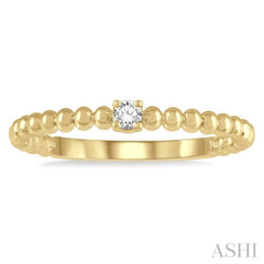 1/20 ctw Ball Bead Shank Round Cut Diamond Petite Promise Ring in 10K Yellow Gold