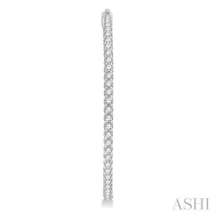 5 ctw Inside-Out Round Cut Diamond 2-Inch Hoop Earrings in 14K White Gold