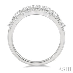1 ctw Baguette and Round Cut Diamond Fashion Ring in 14K White Gold