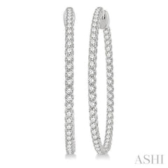 2 ctw Inside-Out Round Cut Diamond 1 1/2 Inch Hoop Earrings in 14K White Gold