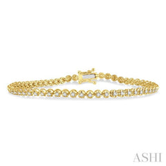 1 ctw Round Cut Diamond Illusion Tennis Bracelet in 10K Yellow Gold