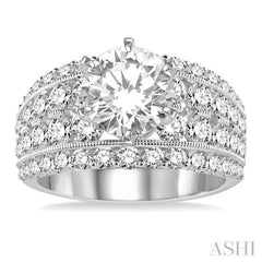 2 1/10 ctw Diamond Semi-Mount Engagement Ring in 14K White Gold