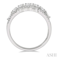 3/4 ctw Baguette and Round Cut Diamond Fashion Ring in 14K White Gold