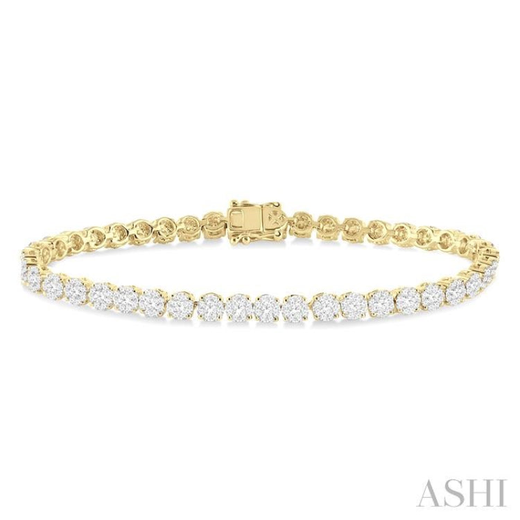 3 ctw Round Cut Lovebright Diamond Tennis Bracelet in 14K Yellow and White Gold