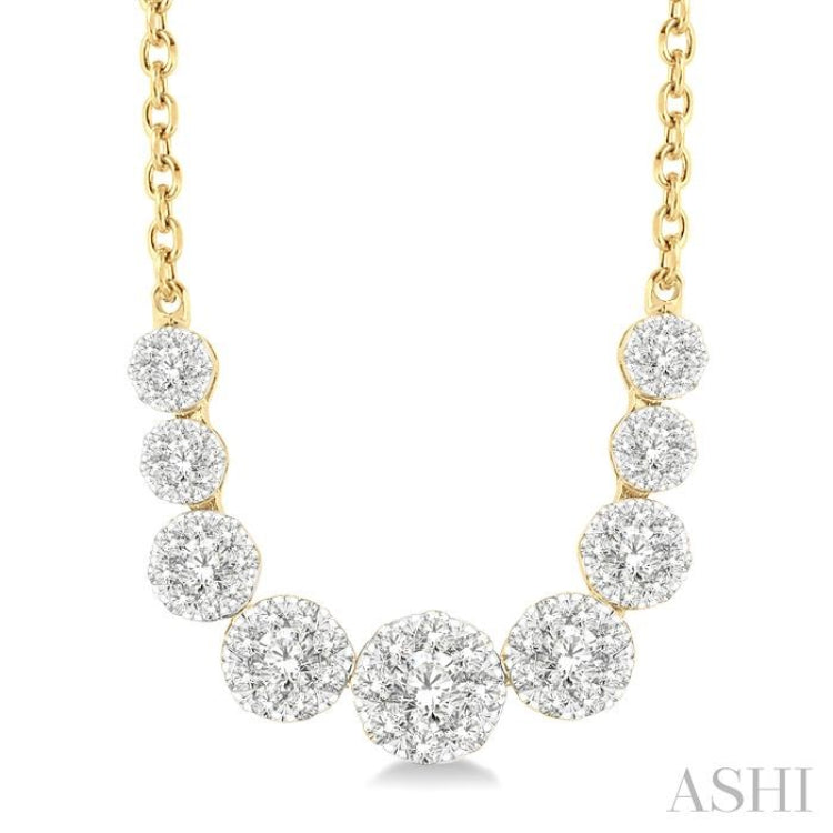 1 ctw Round Cut Diamond Lovebright Necklace in 14K Yellow and White Gold