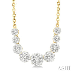 1 ctw Round Cut Diamond Lovebright Necklace in 14K Yellow and White Gold