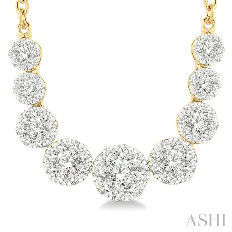 1 ctw Round Cut Diamond Lovebright Necklace in 14K Yellow and White Gold