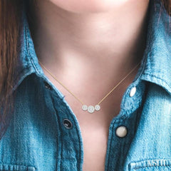 1 ctw 3-Stone Lovebright Round Cut Diamond Necklace in 14K Yellow and White Gold