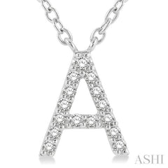 1/20 ctw Initial 'A' Round Cut Diamond Pendant With Chain in 14K White Gold