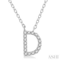 1/20 ctw Initial 'D' Round Cut Diamond Pendant With Chain in 14K White Gold
