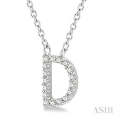 1/20 ctw Initial 'D' Round Cut Diamond Pendant With Chain in 14K White Gold
