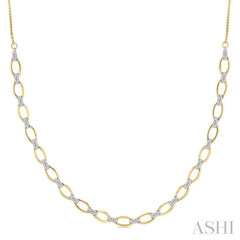 1 ctw Round Cut Diamond Oval Shape Link Necklace in 14K Yellow Gold