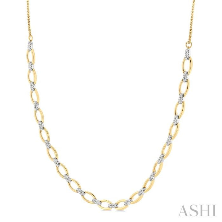 1 ctw Round Cut Diamond Oval Shape Link Necklace in 14K Yellow Gold