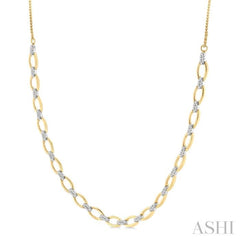 1 ctw Round Cut Diamond Oval Shape Link Necklace in 14K Yellow Gold