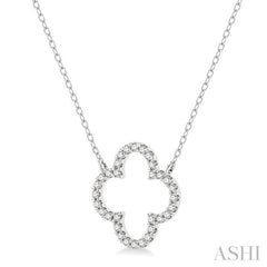 1/4 ctw Clover Round Cut Diamond Pendant in 14K White Gold