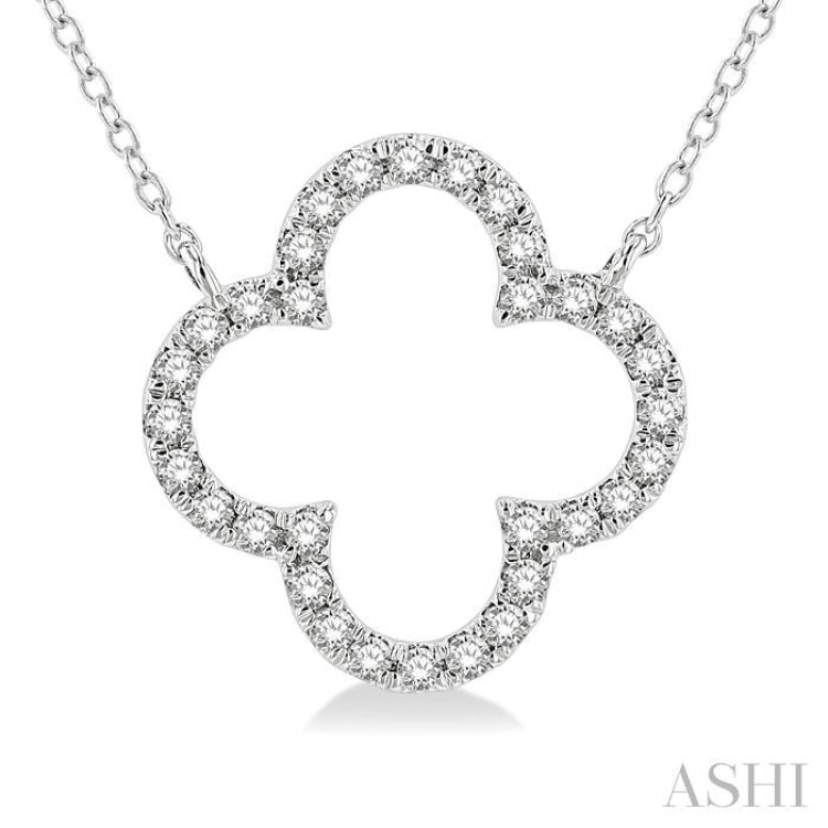 1/4 ctw Clover Round Cut Diamond Pendant in 14K White Gold