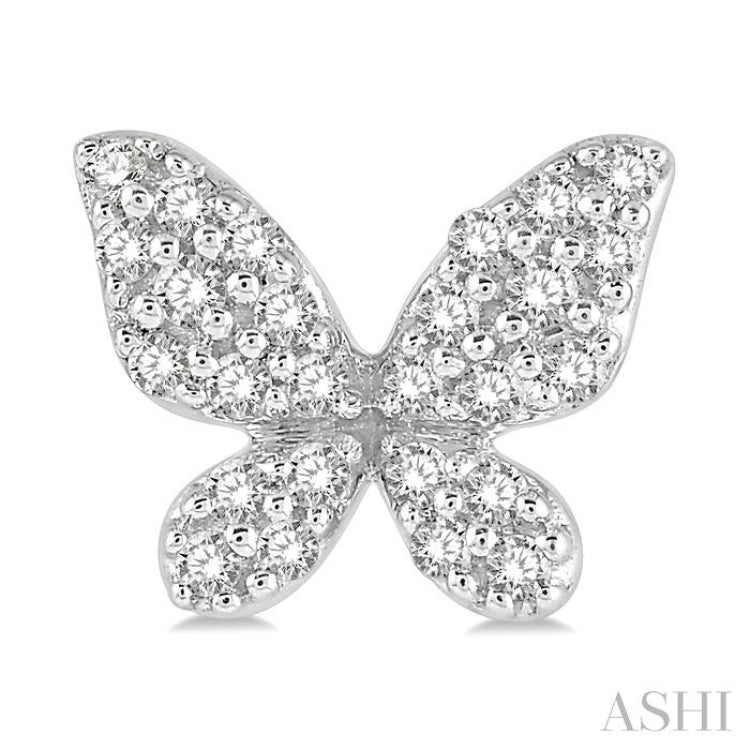 1/5 ctw Butterfly Motif Round Cut Diamond Petite Fashion Earring in 14K White Gold