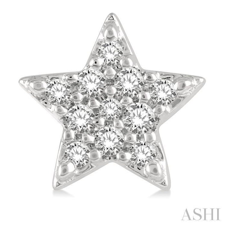 1/10 ctw Star Round Cut Diamond Petite Fashion Earring in 14K White Gold