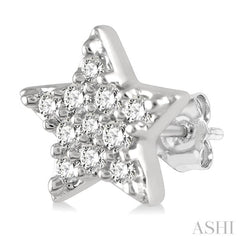 1/10 ctw Star Round Cut Diamond Petite Fashion Earring in 14K White Gold