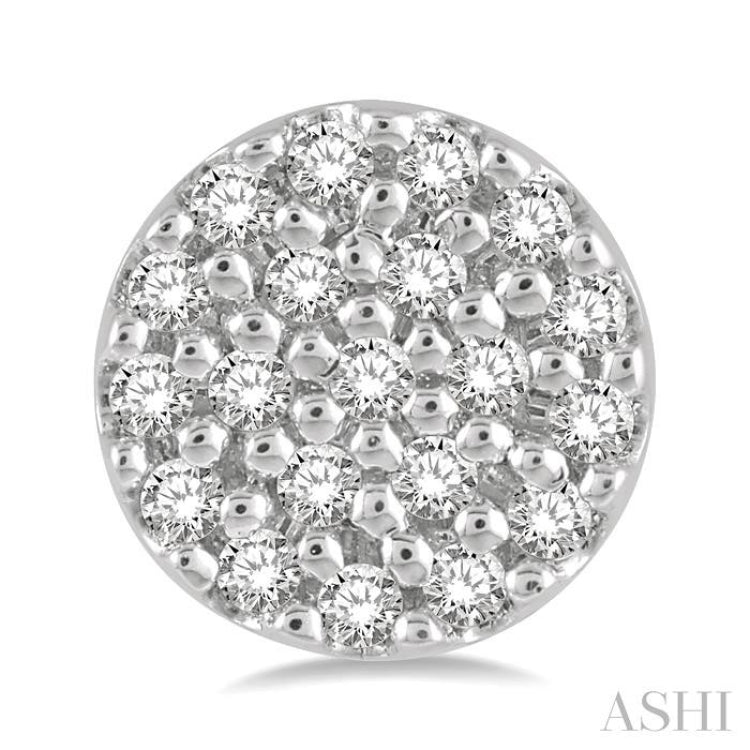 1/8 ctw Disc Shape Round Cut Diamond Petite Fashion Earring in 14K White Gold