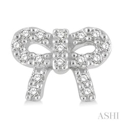 1/8 ctw Bow Tie Round Cut Diamond Petite Fashion Earring in 14K White Gold
