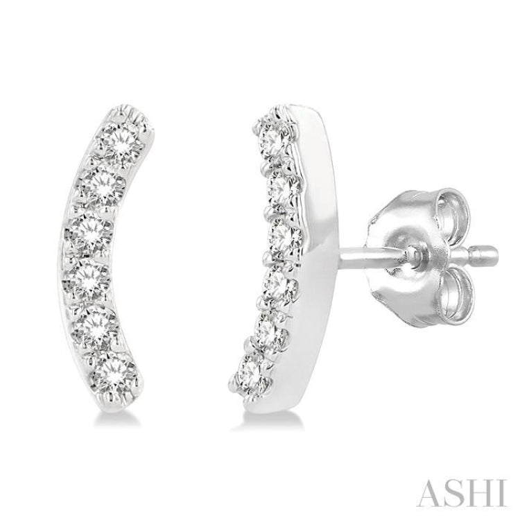1/10 ctw Arc Round Cut Diamond Petite Fashion Stud Earring in 10K White Gold