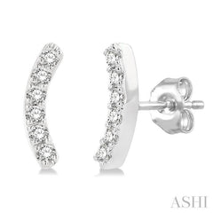 1/10 ctw Arc Round Cut Diamond Petite Fashion Stud Earring in 10K White Gold