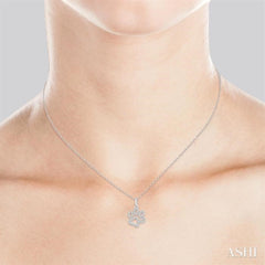 1/6 Ctw Open Dog Paw Petite Round Cut Diamond Fashion Pendant With Chain in 10K White Gold