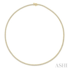 7.00 ctw Round Cut Diamond Tennis Necklace in 14K Yellow Gold