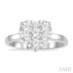 3/4 ctw Round Cut Diamond Heart Shape Lovebright Ring in 14K White Gold