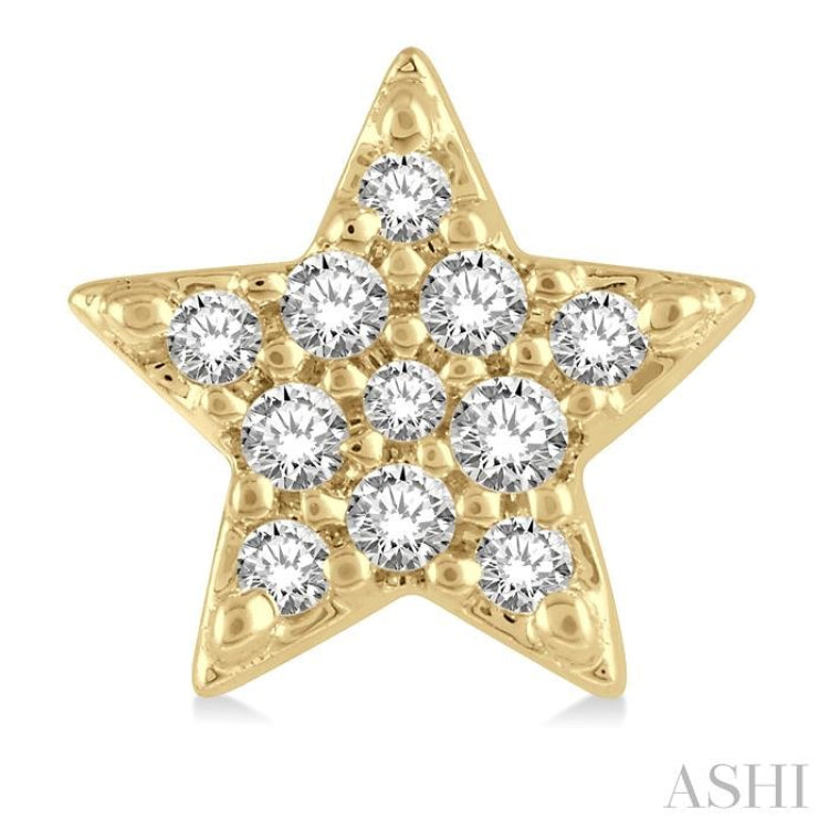 1/10 ctw Star Round Cut Diamond Petite Fashion Earring in 10K Yellow Gold
