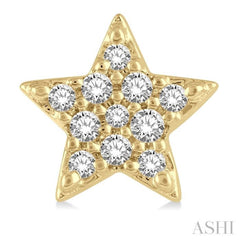 1/10 ctw Star Round Cut Diamond Petite Fashion Earring in 10K Yellow Gold