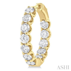5 ctw Inside-Out Round Cut Diamond Hoop Earrings in 14K Yellow Gold